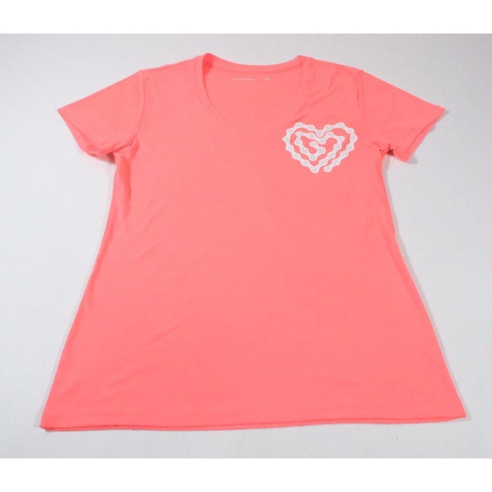 Nishiki Cycling Shirt Womens MD Pink Ride A Bike V-Neck Short Sleeve Graphic Tee